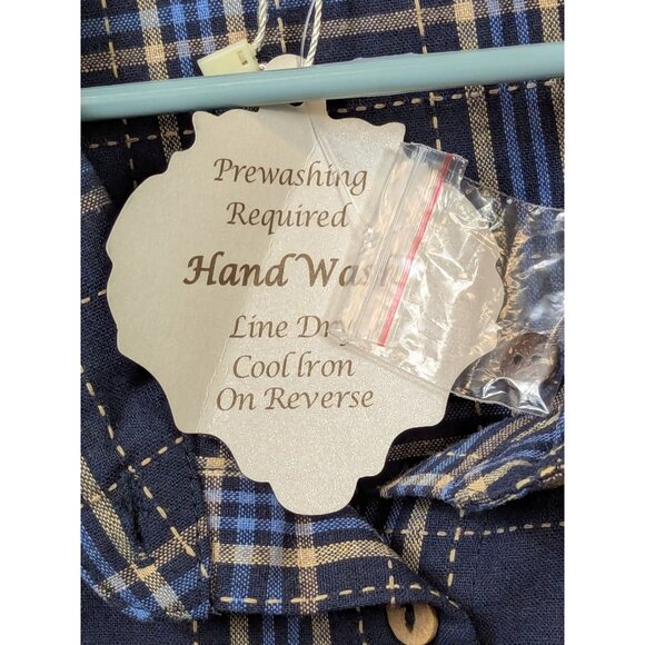 Paisley Vine Women Plus 2XL Plaid Long Sleeve Eyelet Ruffle Lace Shirt Button Up - Picture 8 of 15